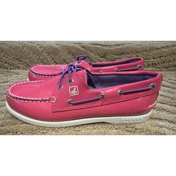 SPERRY TOP SIDER Patent Leather Pink Purple 2 Eye Boat Shoe Size US4.5m - Picture 1 of 9